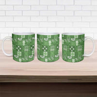 Vintage Hawaiian Quilting Patterns Ceramic Mug Green Style Tribal Fabric Patchwork - Polynesian Pride