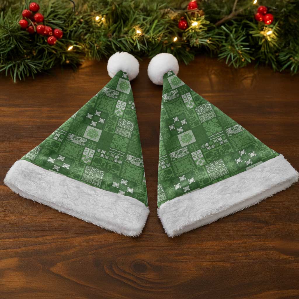 Vintage Hawaiian Quilting Patterns Christmas Santa Hat Green Style Tribal Fabric Patchwork - Polynesian Pride