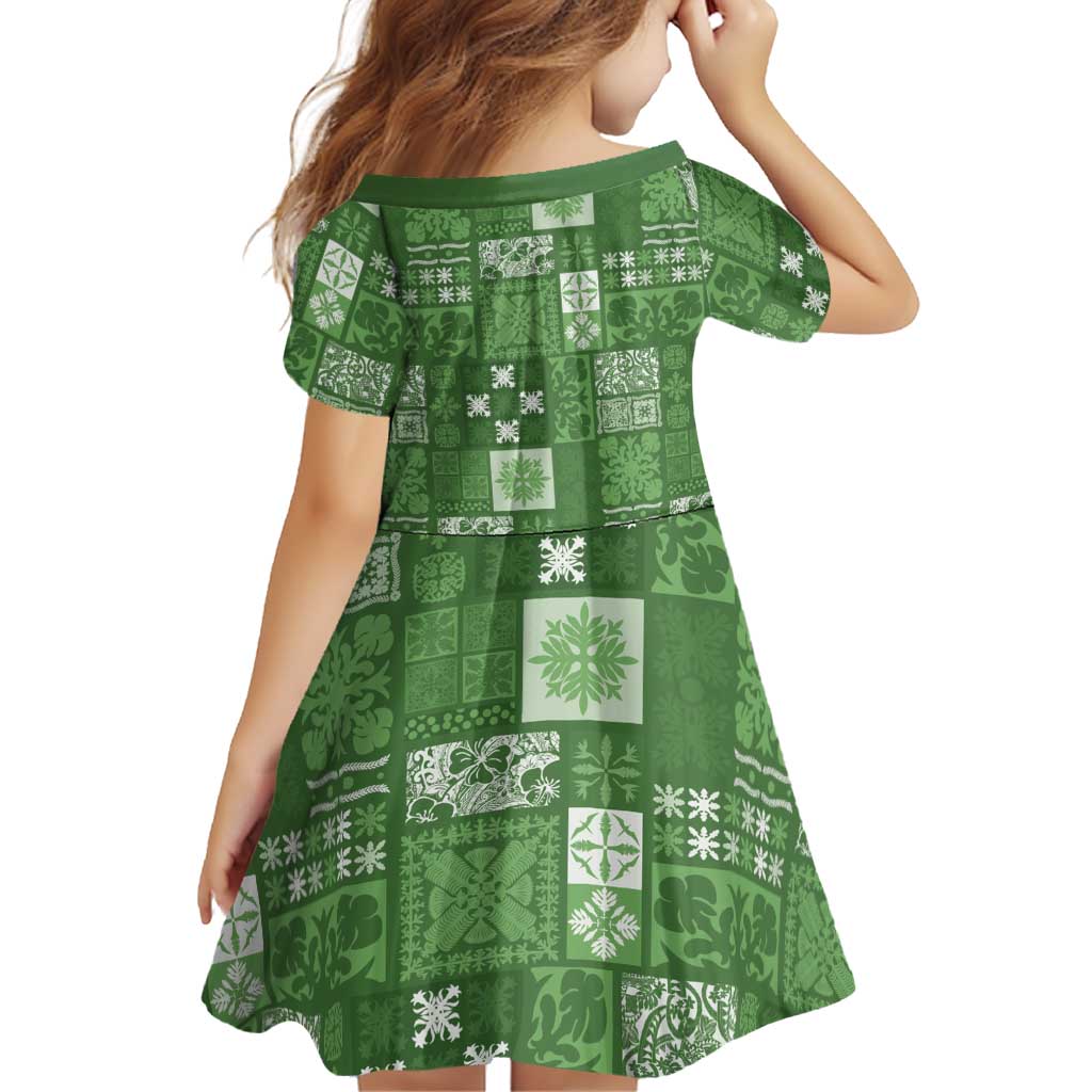 Vintage Hawaiian Quilting Patterns Family Matching Long Sleeve Bodycon Dress and Hawaiian Shirt Green Style Tribal Fabric Patchwork LT9 - Polynesian Pride