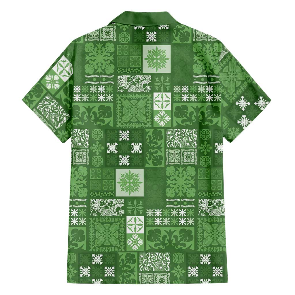 Vintage Hawaiian Quilting Patterns Family Matching Mermaid Dress and Hawaiian Shirt Green Style Tribal Fabric Patchwork LT9 - Polynesian Pride