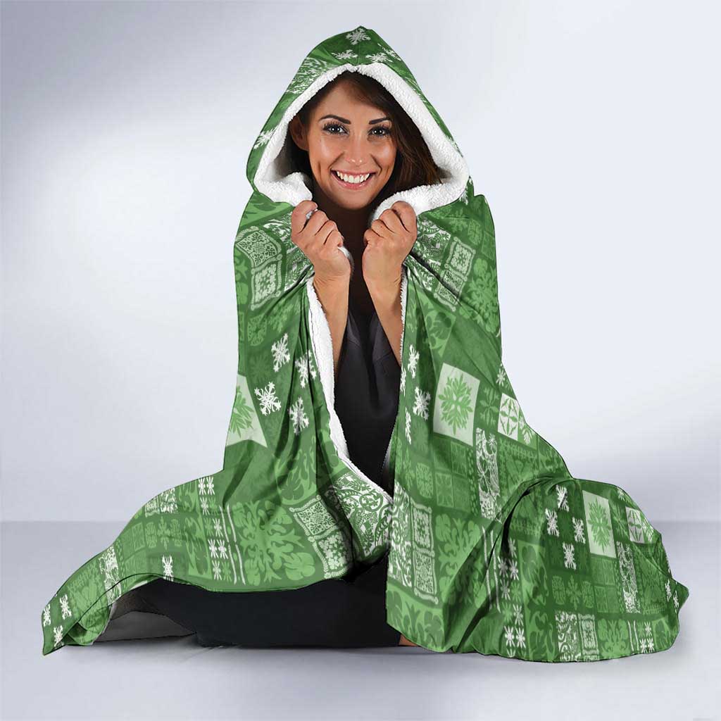 Vintage Hawaiian Quilting Patterns Hooded Blanket Green Style Tribal Fabric Patchwork - Polynesian Pride