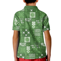 Vintage Hawaiian Quilting Patterns Kid Polo Shirt Green Style Tribal Fabric Patchwork LT9 - Polynesian Pride