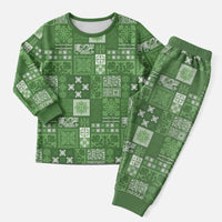 Vintage Hawaiian Quilting Patterns Christmas Pajama Set Green Style Tribal Fabric Patchwork - Polynesian Pride