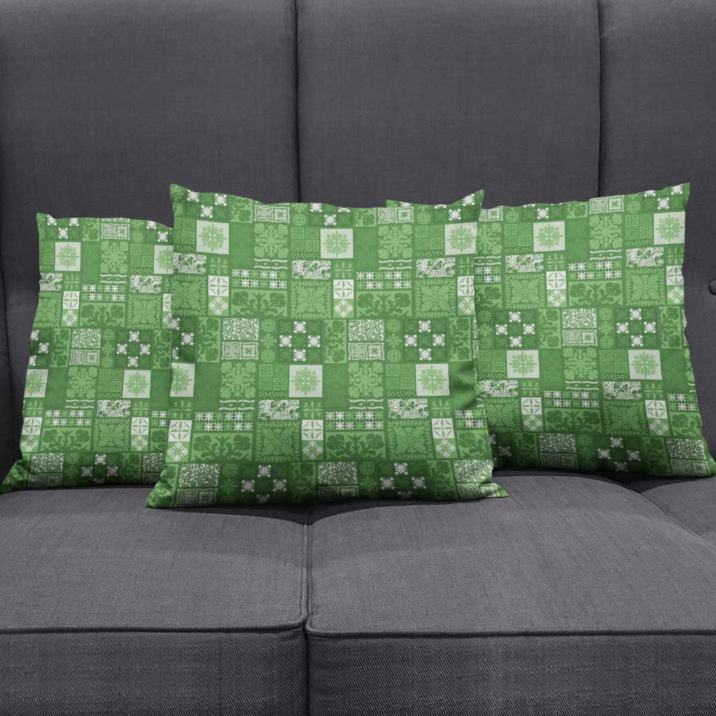 Vintage Hawaiian Quilting Patterns Pillow Cover Green Style Tribal Fabric Patchwork - Polynesian Pride