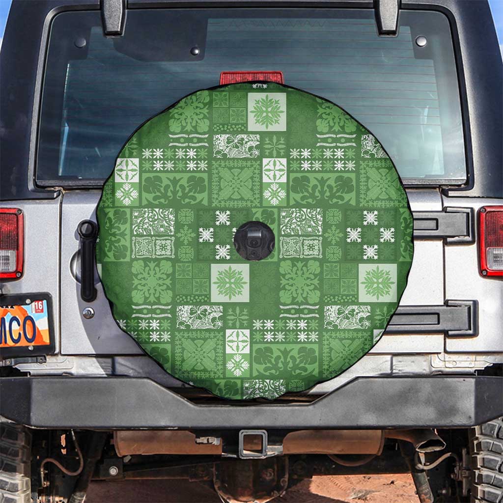 Vintage Hawaiian Quilting Patterns Spare Tire Cover Green Style Tribal Fabric Patchwork - Polynesian Pride