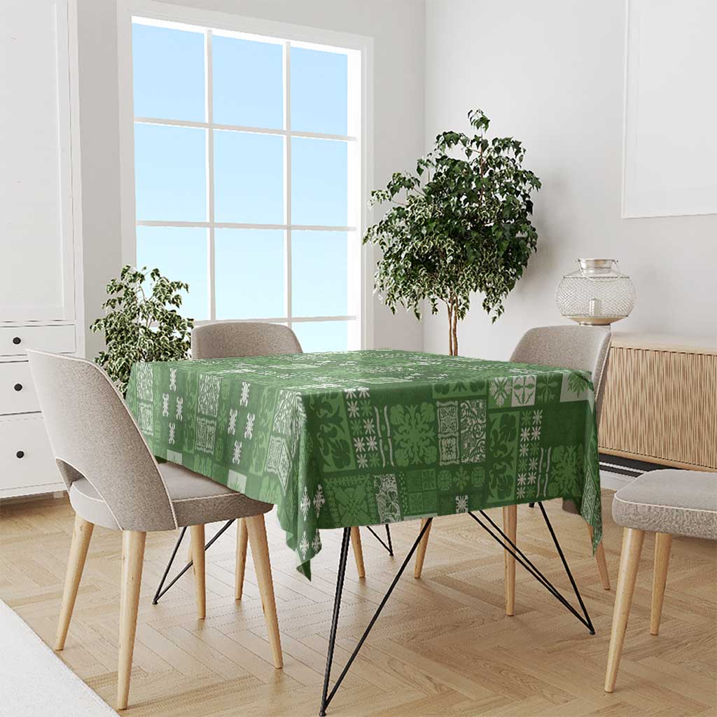 Vintage Hawaiian Quilting Patterns Tablecloth Green Style Tribal Fabric Patchwork - Polynesian Pride