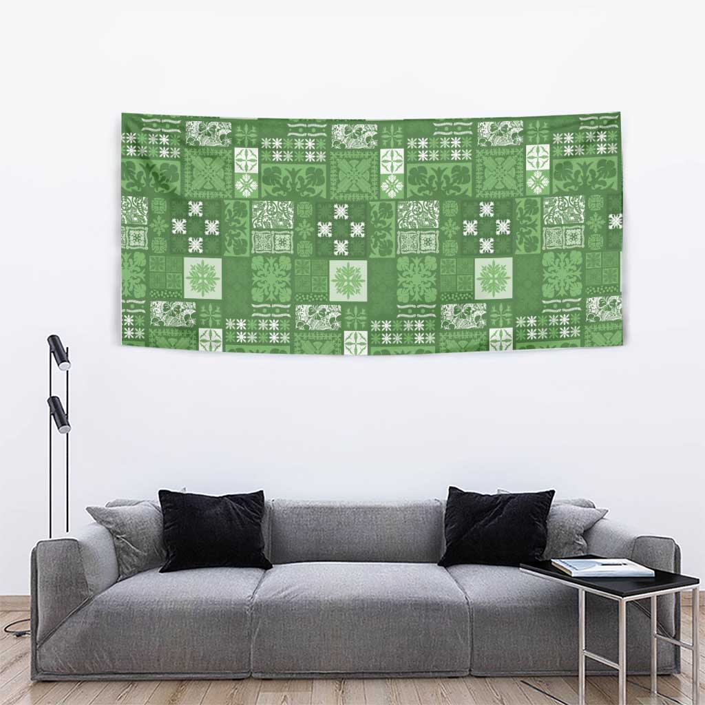 Vintage Hawaiian Quilting Patterns Tapestry Green Style Tribal Fabric Patchwork - Polynesian Pride