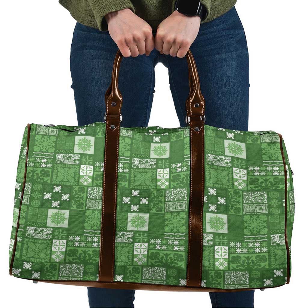 Vintage Hawaiian Quilting Patterns Travel Bag Green Style Tribal Fabric Patchwork LT9 Green - Polynesian Pride