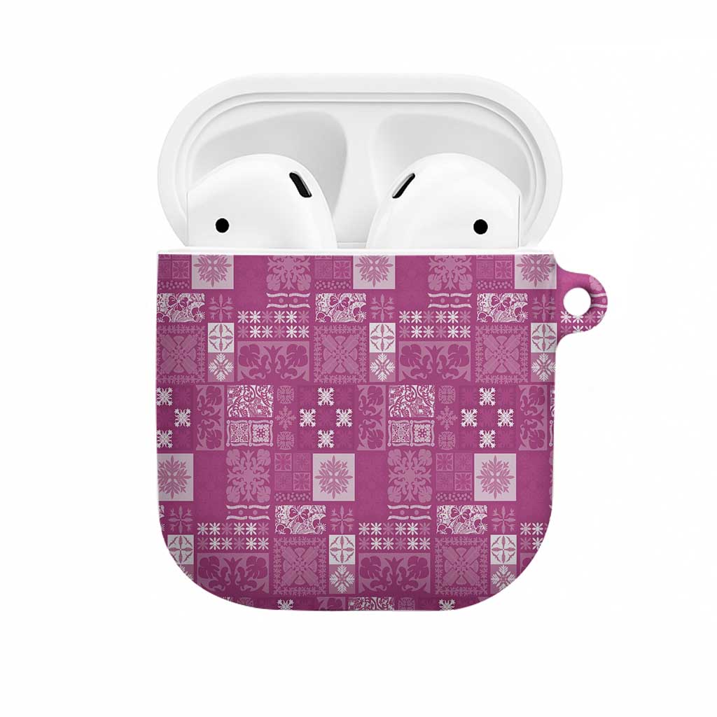 Vintage Hawaiian Quilting Patterns AirPods Case Pink Style Tribal Fabric Patchwork - Polynesian Pride