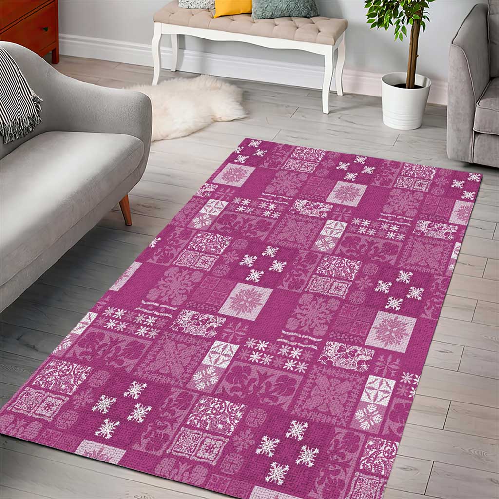 Vintage Hawaiian Quilting Patterns Area Rug Pink Style Tribal Fabric Patchwork - Polynesian Pride
