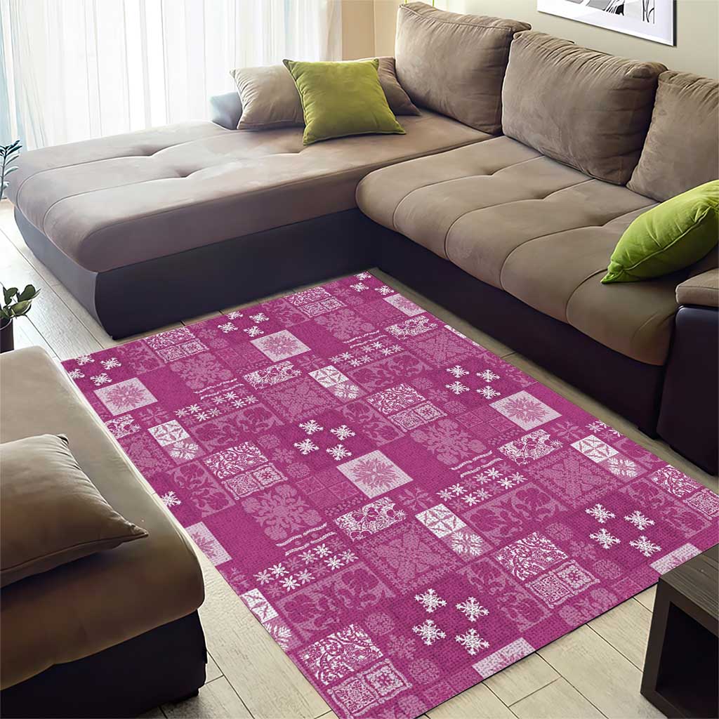 Vintage Hawaiian Quilting Patterns Area Rug Pink Style Tribal Fabric Patchwork - Polynesian Pride