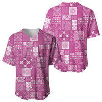 Vintage Hawaiian Quilting Patterns Baseball Jersey Pink Style Tribal Fabric Patchwork - Polynesian Pride