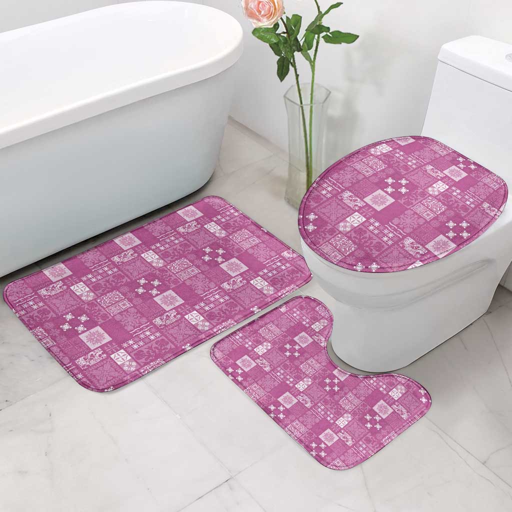 Vintage Hawaiian Quilting Patterns Bathroom Set Pink Style Tribal Fabric Patchwork - Polynesian Pride