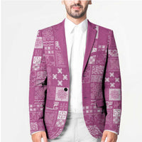 Vintage Hawaiian Quilting Patterns Blazer Pink Style Tribal Fabric Patchwork - Polynesian Pride
