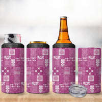 Vintage Hawaiian Quilting Patterns 4 in 1 Can Cooler Tumbler Pink Style Tribal Fabric Patchwork - Polynesian Pride