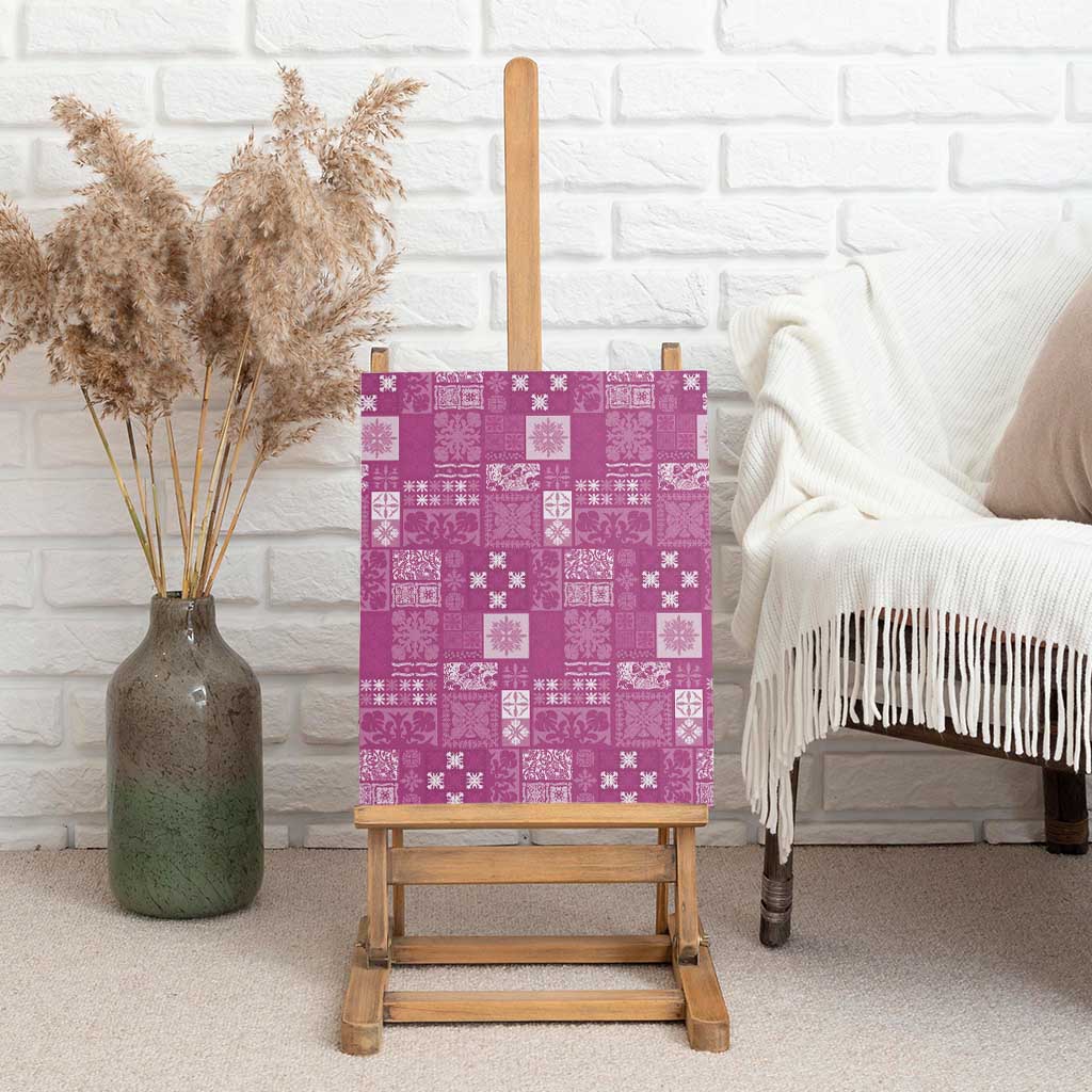 Vintage Hawaiian Quilting Patterns Canvas Wall Art Pink Style Tribal Fabric Patchwork - Polynesian Pride