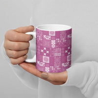 Vintage Hawaiian Quilting Patterns Ceramic Mug Pink Style Tribal Fabric Patchwork - Polynesian Pride