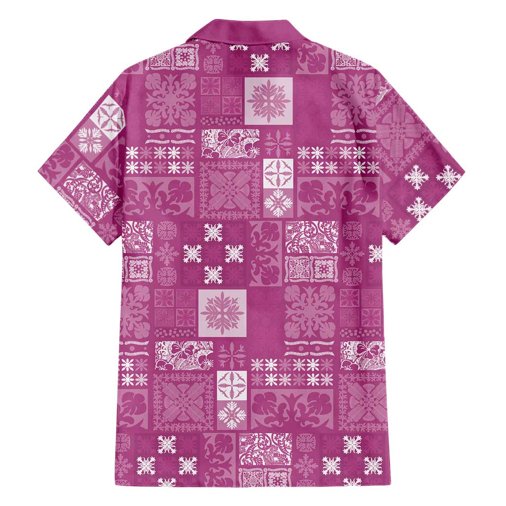 Vintage Hawaiian Quilting Patterns Hawaiian Shirt Pink Style Tribal Fabric Patchwork - Polynesian Pride