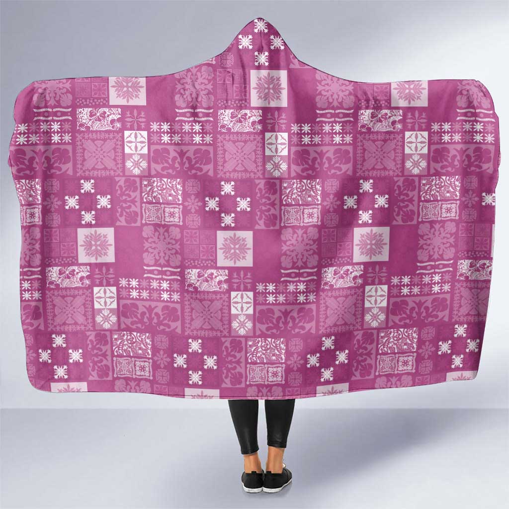 Vintage Hawaiian Quilting Patterns Hooded Blanket Pink Style Tribal Fabric Patchwork LT9 One Size Pink - Polynesian Pride