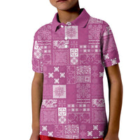 Vintage Hawaiian Quilting Patterns Kid Polo Shirt Pink Style Tribal Fabric Patchwork LT9 Kid Pink - Polynesian Pride