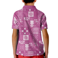 Vintage Hawaiian Quilting Patterns Kid Polo Shirt Pink Style Tribal Fabric Patchwork LT9 - Polynesian Pride