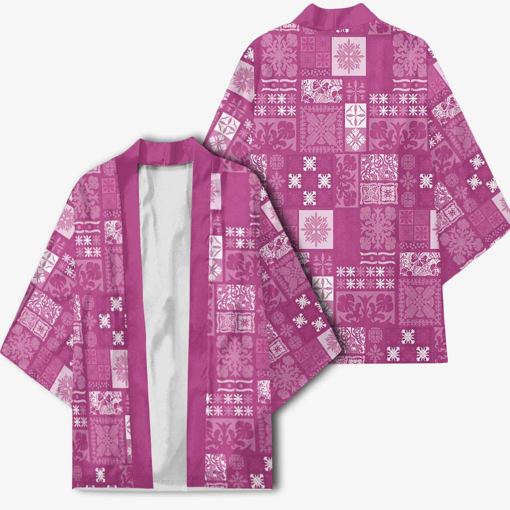 Vintage Hawaiian Quilting Patterns Kimono Pink Style Tribal Fabric Patchwork - Polynesian Pride
