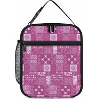 Vintage Hawaiian Quilting Patterns Lunch Bag Pink Style Tribal Fabric Patchwork LT9 10.2 × 8.3 × 4.3 inch Pink - Polynesian Pride