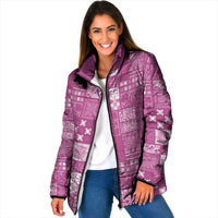 Vintage Hawaiian Quilting Patterns Padded Jacket Pink Style Tribal Fabric Patchwork - Polynesian Pride