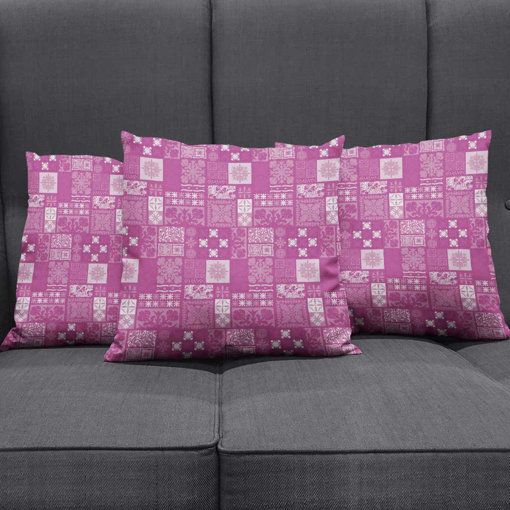 Vintage Hawaiian Quilting Patterns Pillow Cover Pink Style Tribal Fabric Patchwork - Polynesian Pride