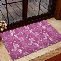Vintage Hawaiian Quilting Patterns Rubber Doormat Pink Style Tribal Fabric Patchwork - Polynesian Pride