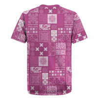 Vintage Hawaiian Quilting Patterns Rugby Jersey Pink Style Tribal Fabric Patchwork - Polynesian Pride