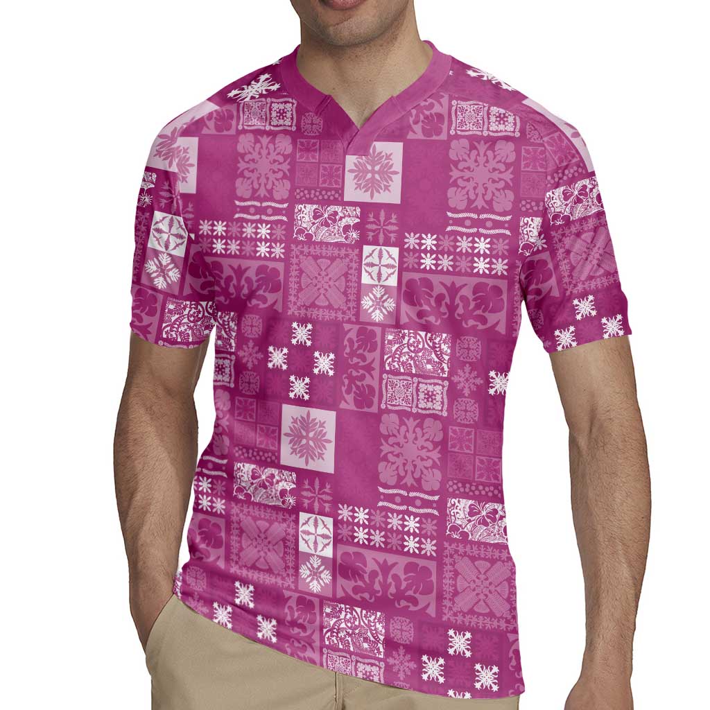 Vintage Hawaiian Quilting Patterns Rugby Jersey Pink Style Tribal Fabric Patchwork - Polynesian Pride