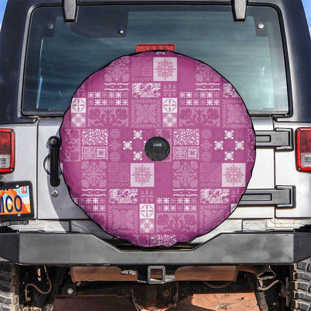 Vintage Hawaiian Quilting Patterns Spare Tire Cover Pink Style Tribal Fabric Patchwork LT9 Pink - Polynesian Pride