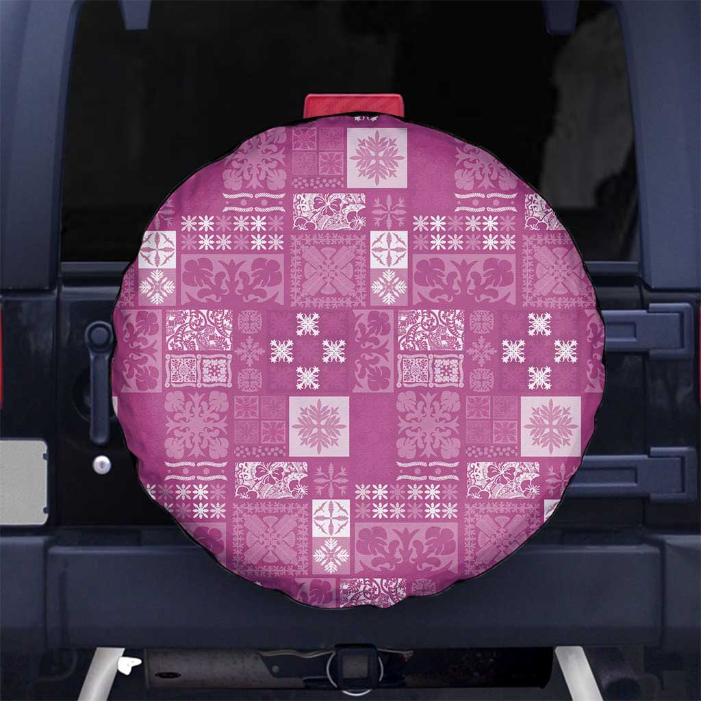 Vintage Hawaiian Quilting Patterns Spare Tire Cover Pink Style Tribal Fabric Patchwork LT9 No hole Pink - Polynesian Pride