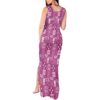 Vintage Hawaiian Quilting Patterns Tank Maxi Dress Pink Style Tribal Fabric Patchwork - Polynesian Pride