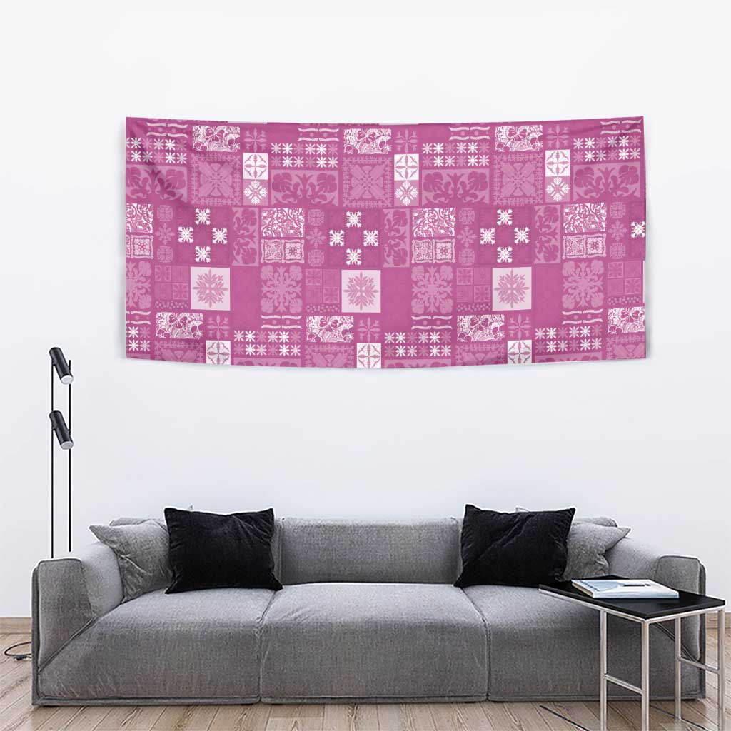 Vintage Hawaiian Quilting Patterns Tapestry Pink Style Tribal Fabric Patchwork - Polynesian Pride