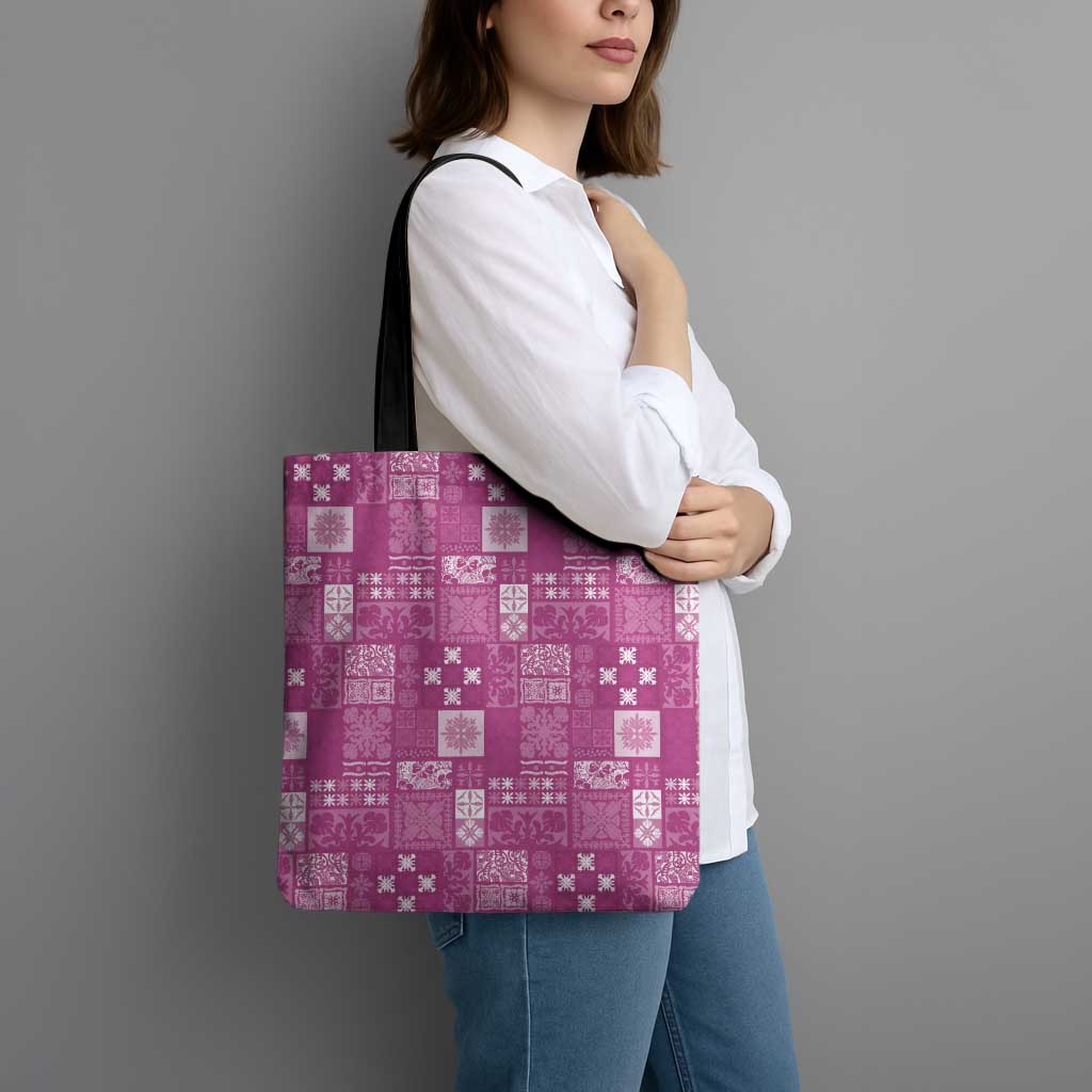 Vintage Hawaiian Quilting Patterns Tote Bag Pink Style Tribal Fabric Patchwork - Polynesian Pride