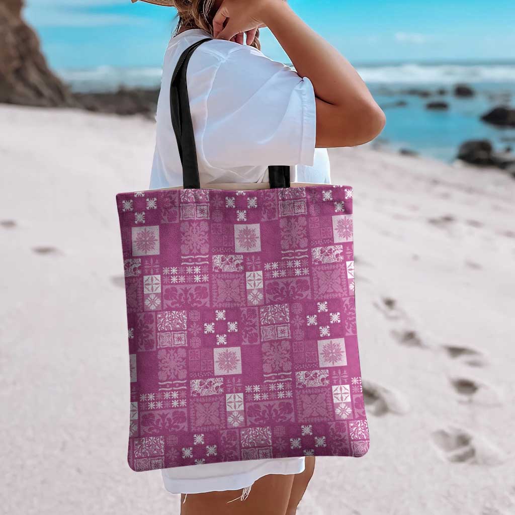 Vintage Hawaiian Quilting Patterns Tote Bag Pink Style Tribal Fabric Patchwork - Polynesian Pride