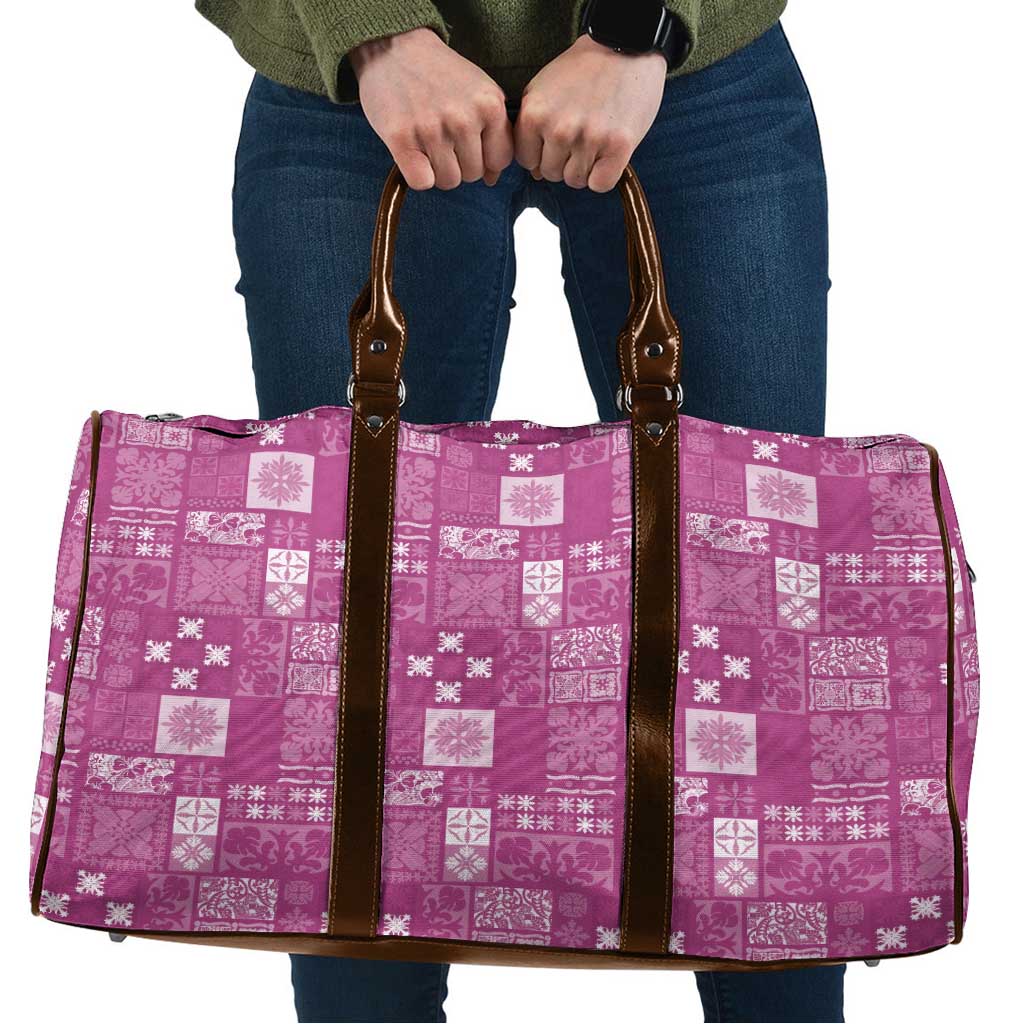 Vintage Hawaiian Quilting Patterns Travel Bag Pink Style Tribal Fabric Patchwork - Polynesian Pride