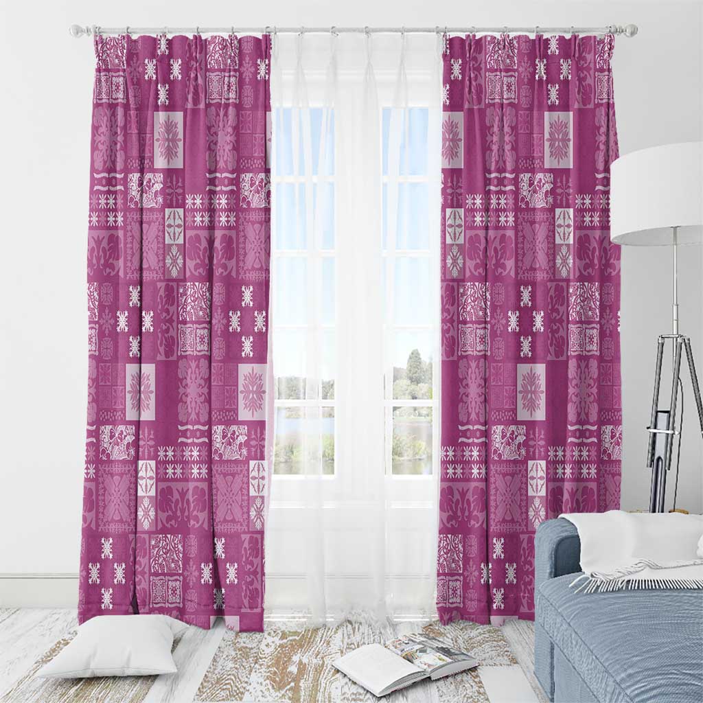 Vintage Hawaiian Quilting Patterns Window Curtain Pink Style Tribal Fabric Patchwork - Polynesian Pride