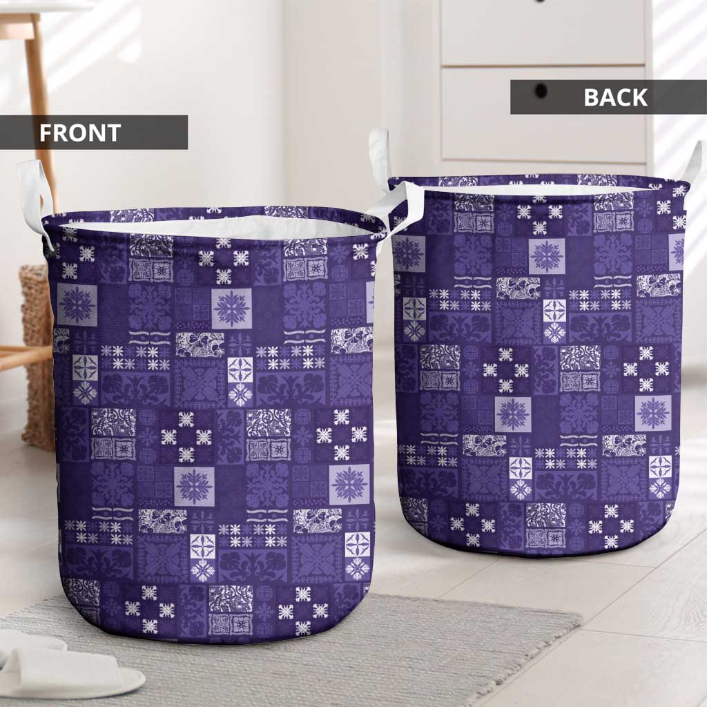 Vintage Hawaiian Quilting Patterns Laundry Basket Purple Style Tribal Fabric Patchwork - Polynesian Pride