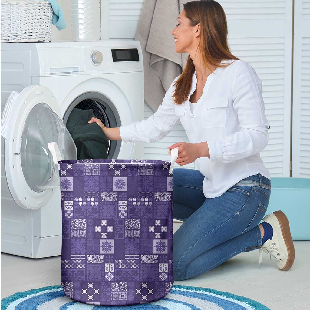 Vintage Hawaiian Quilting Patterns Laundry Basket Purple Style Tribal Fabric Patchwork - Polynesian Pride