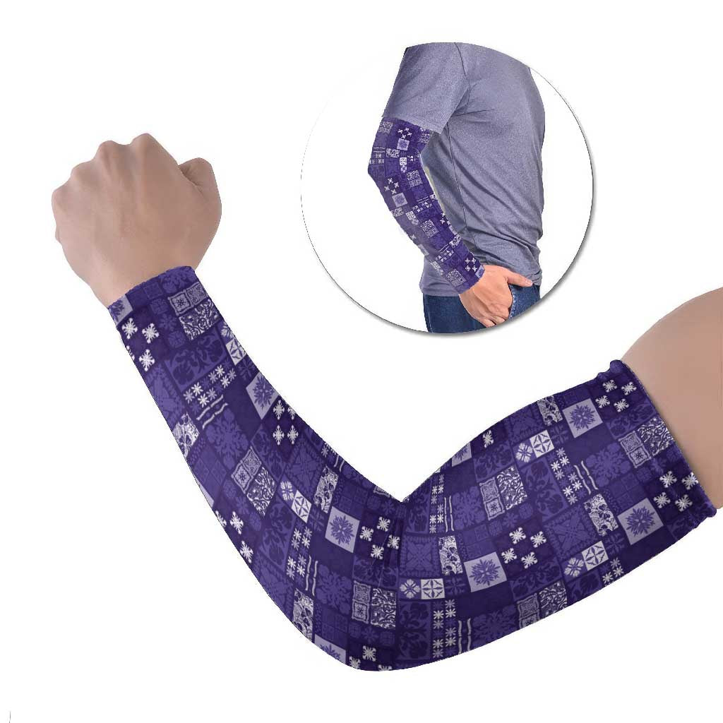Vintage Hawaiian Quilting Patterns Arm Sleeves Purple Style Tribal Fabric Patchwork - Polynesian Pride