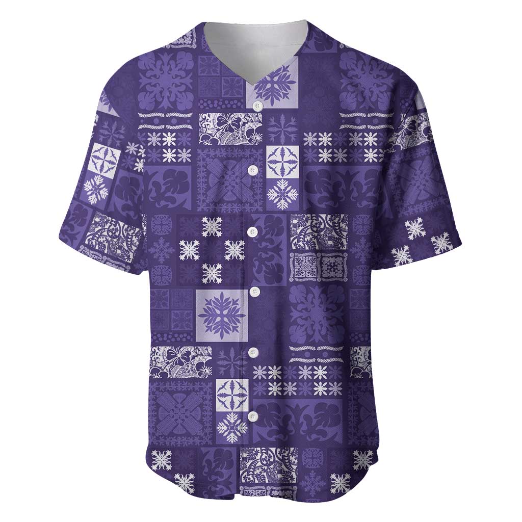 Vintage Hawaiian Quilting Patterns Baseball Jersey Purple Style Tribal Fabric Patchwork - Polynesian Pride