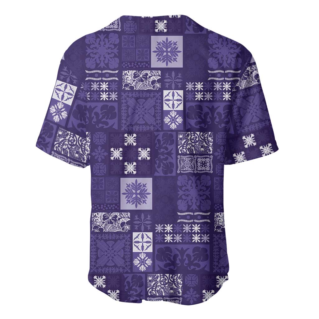 Vintage Hawaiian Quilting Patterns Baseball Jersey Purple Style Tribal Fabric Patchwork - Polynesian Pride