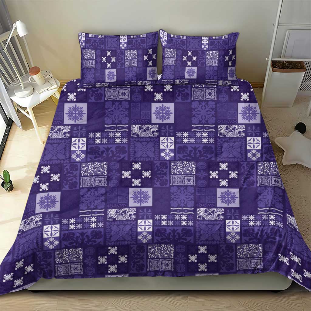Vintage Hawaiian Quilting Patterns Bedding Set Purple Style Tribal Fabric Patchwork - Polynesian Pride