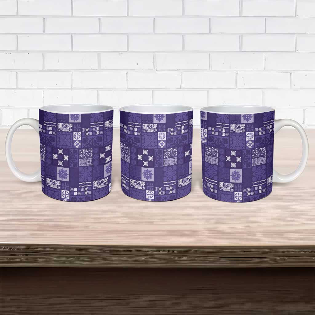 Vintage Hawaiian Quilting Patterns Ceramic Mug Purple Style Tribal Fabric Patchwork - Polynesian Pride