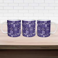 Vintage Hawaiian Quilting Patterns Ceramic Mug Purple Style Tribal Fabric Patchwork - Polynesian Pride