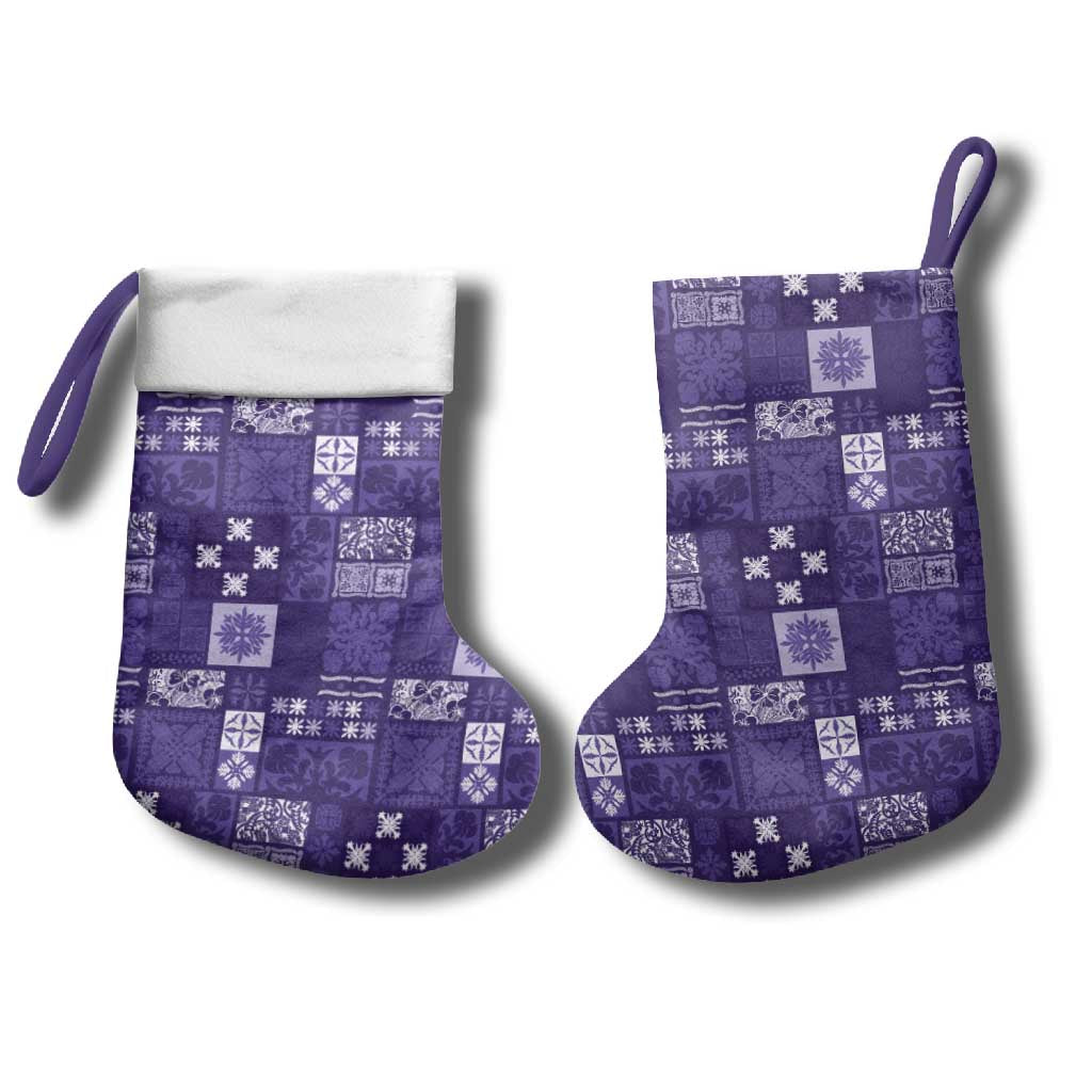 Vintage Hawaiian Quilting Patterns Christmas Stocking Purple Style Tribal Fabric Patchwork - Polynesian Pride