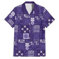 Vintage Hawaiian Quilting Patterns Family Matching Mermaid Dress and Hawaiian Shirt Purple Style Tribal Fabric Patchwork LT9 Dad's Shirt - Short Sleeve Purple - Polynesian Pride
